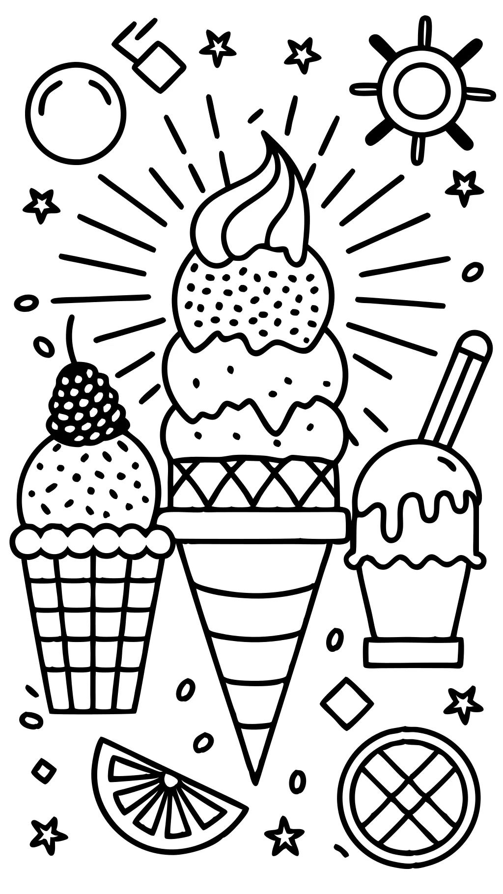 ice cream summer coloring pages